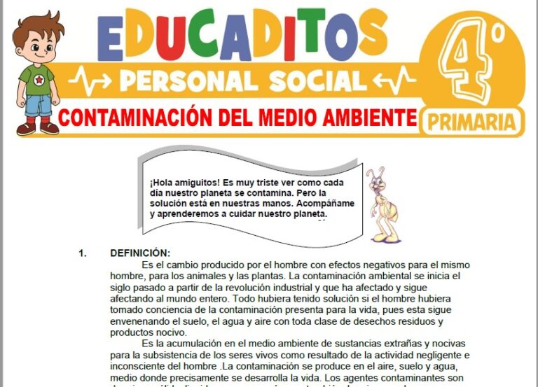 Ejercicios de Contaminación del Medio Ambiente para Cuarto de Primaria