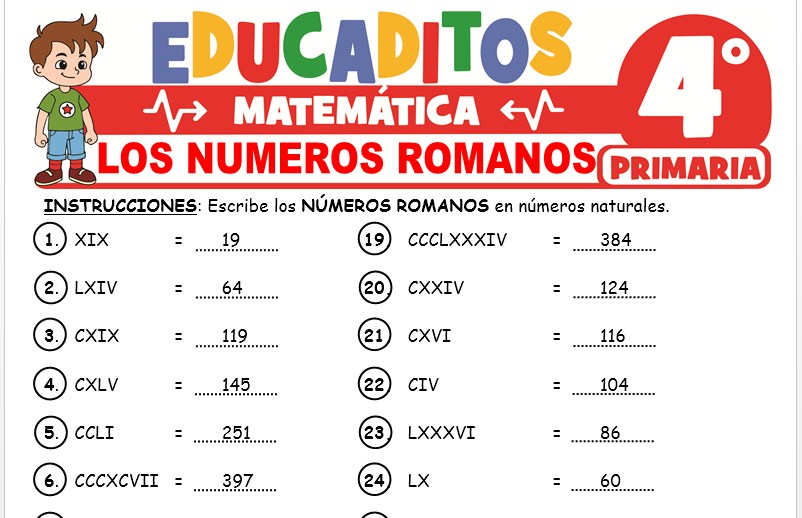 N meros Romanos Para Ni os N meros Romanos Para Tercero De Primaria 