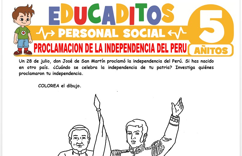 Proclamación de la Independencia del Perú para Niños de 5 Años